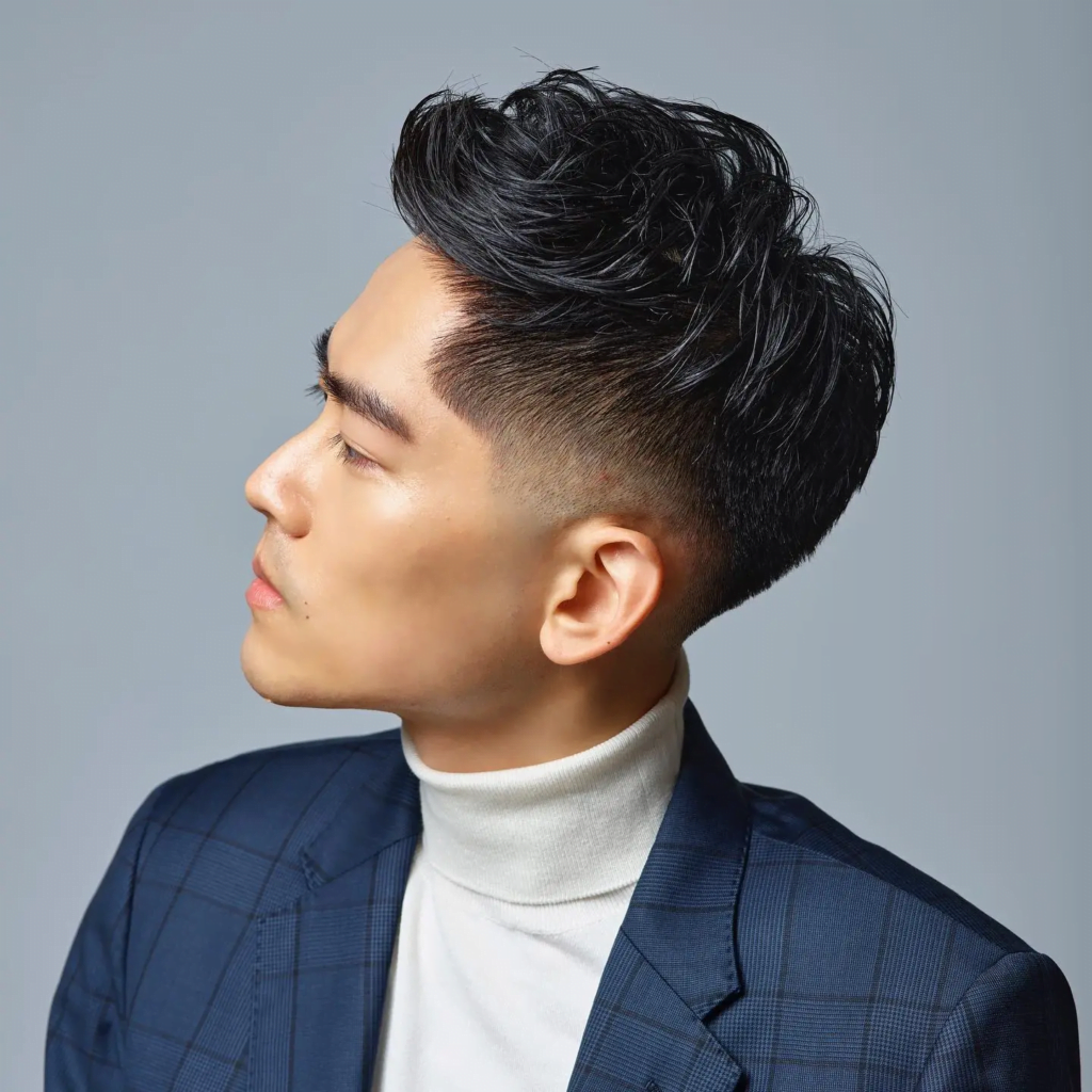 asian quiff with drop fade